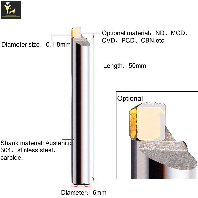 China Monocrystalline Synthetic 6mm Shank  CNC Diamond Tools factory