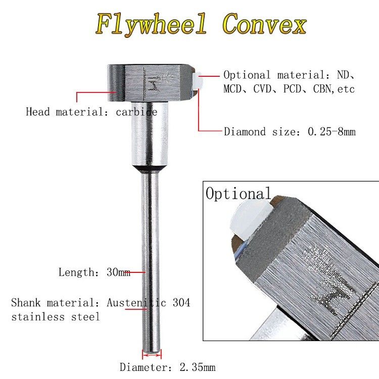 Flywheel Diamond Tools MCD PCD Convex Tools Round Head Available